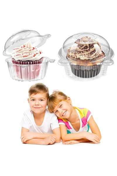 Generic KASTWAVE 50 Pack Cupcake Containers, Cupcake Holders, Disposable Clear Plastic Single Cupcake Muffin