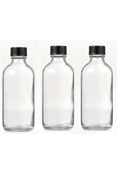 Generic 500ml Glass Bottles For Kitchen, Milk Bottle with Black Plastic Lids, Transparent Small Round Contai