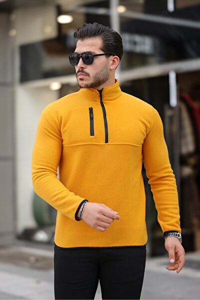 brozzi men Pulover Polar cu jumătate de fermoar