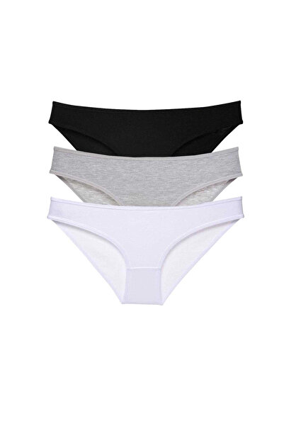 NOVAHAVEN 3 Pieces Super Eco Set Lycra Women's Slip Panties Black Gray White