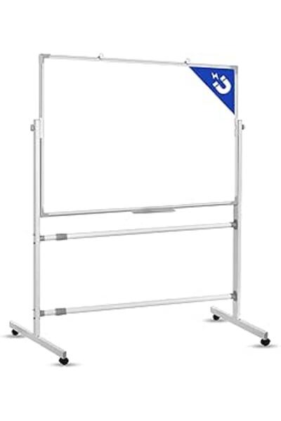 Generic Mobile Whiteboard with Stand 90x120cm, Double Sided Magnetic Whiteboard on Wheels, Mobile Standing W