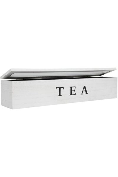 Generic HIT Wood 6 Seperations Tea/Coffee Storage Box with Velvet, 43 x 9 x 9 cm Size, White