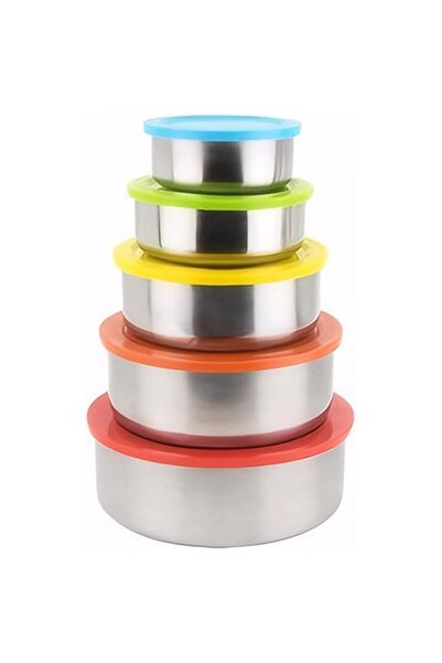 Generic ALANX Stainless Steel Snack Food Containers Set of 5pcs, Food Preservation Storage with Leakproof Si