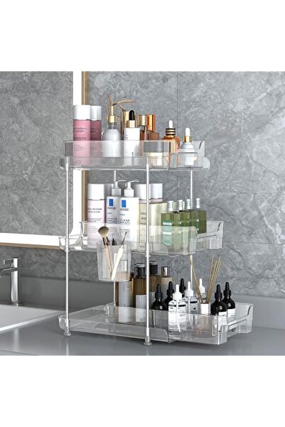 Generic منظم تحت الحوض من تومفيس، 3 طبقات، حاوية تخزين شفافة متعددة الاستخدام...