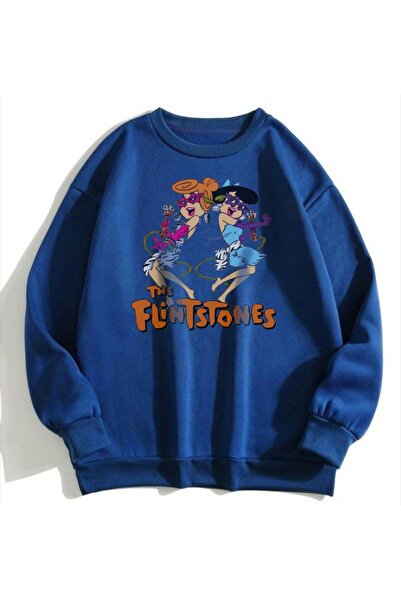 MAYDAY CULTURE Синя двуслойна унисекс блуза с DTF печат, лека, свободна кройка