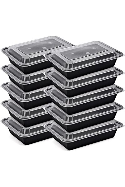 Generic Alsaqer [10 Pack]Compartment Black Base with Lids Food Storage Container(32 oz) RE 32|Disposable Fo