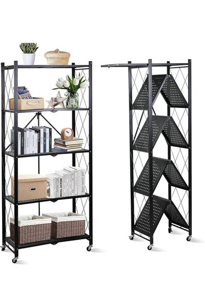 Generic . رفوف تخزين قابلة للطي من 5 طبقات، رفوف تخزين لخزانة المطبخ، رف تخزي...