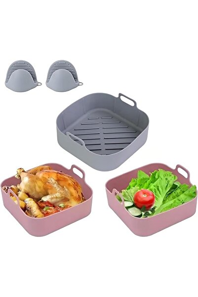 Generic Fixwal® 3 Pcs Air Fryer Silicone Pot with Gloves, 8 Inch Non-Stick Food-Safe Silicone Liners, Air F
