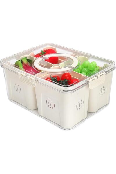 Generic صندوق منظم للثلاجة، حاوية تخزين طعام مقسمة، سلة تخزين فواكه مع 4 سلال...