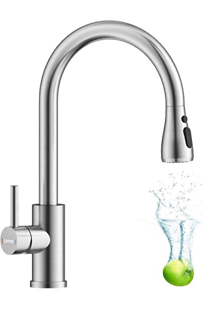 Generic Kitchen Faucet Mixer with Pull Down Sprayer Brushed Nickel, Kitchen Tap with 3 Water Modes for Sink,