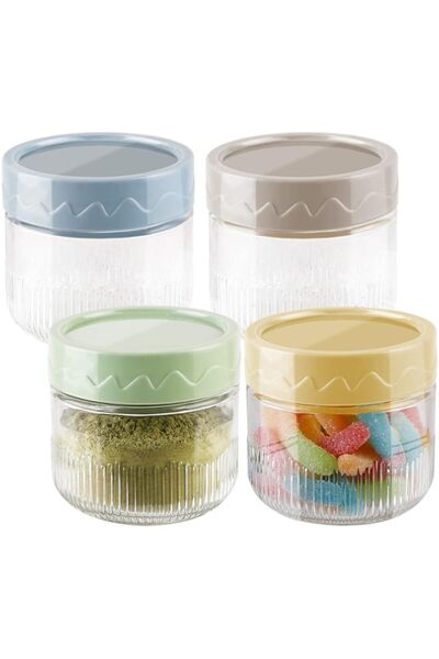 Generic TERRIFI 8 oz Glass Food Storage Jars with Airtight Lids, 4 Pack Mason...