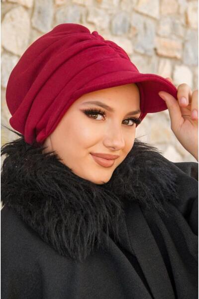 Aişe tesettür Burgundy Winter Hijab Hat
