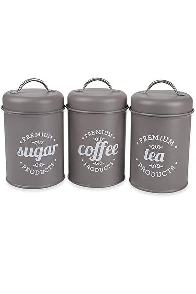 Generic زينة علب المطبخ المحكمة الإغلاق، 3 قطع، مع أغطية، باللون الرمادي المع...