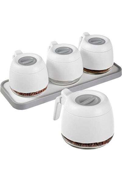 Generic مجموعة برطمانات التوابل من كاست ويف، برطمانات توابل مستديرة محمولة مع غطاء وملعقة، 280 مل (9 أونصة)، مجموعة قابلة لإعادة الاستخدام