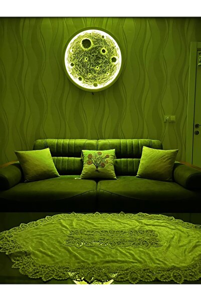 Moon 80 cm dolunay tablo antrasit gri çerçeve renginde 16 renkli led kumadalı