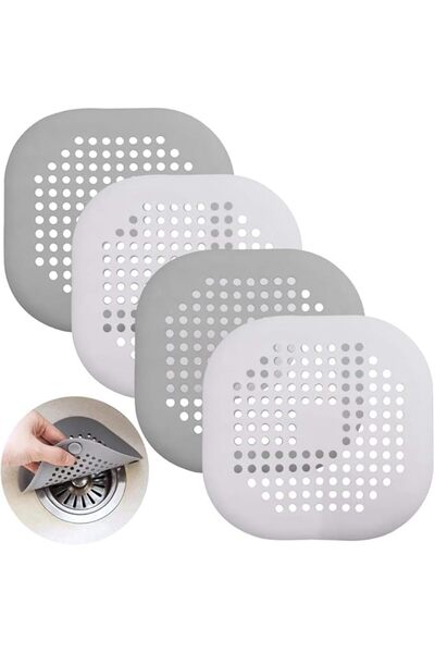 Generic 4 Pcs Silicone Drain Protector with Sucker, SENHAI Sink Strainer Shower Hair Catcher Bathtub Drain C