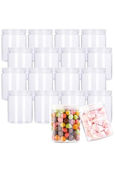 Generic 18 Pack 7i1oz/210ml Refillable Empty Slime Containers with Lids Round Clear Jars,Wide-Mouth Plastic