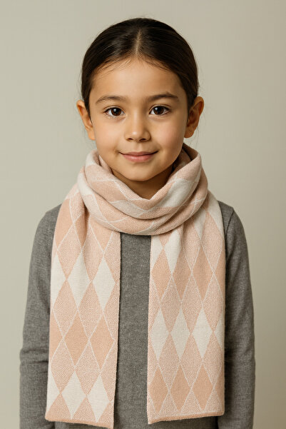 Sebir Moda Baklava Patterned Knitwear Children's Scarf (5-10 Years Old, 30X140Cm)