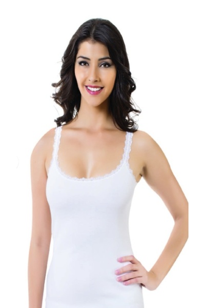 NightLove قميص داخلي رفيع بحمالات رفيعة وتفاصيل دانتيل من أوزتاش ريبانا 2048-A