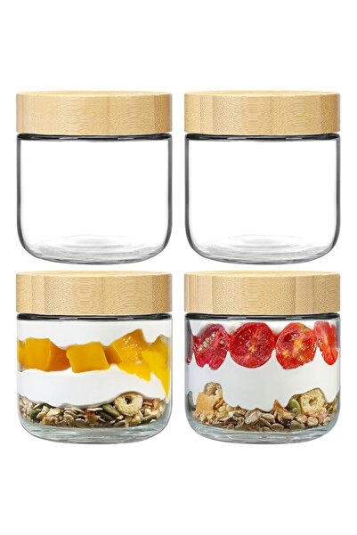 genric عبوة من 4 برطمانات زجاجية سميكة سعة 10 أونصات من KASTWAVE مع غطاء، حاو...