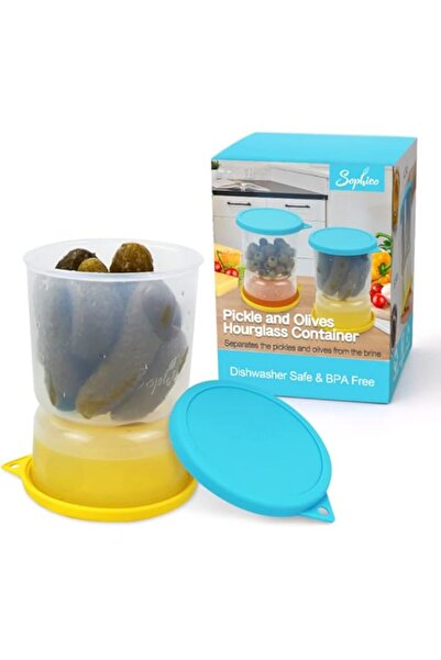 genric Sophico Pickle and Olives Jar Container with Strainer, Leak-proof Juic...