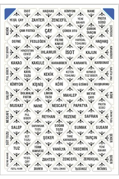 Think And Print 87 Adet Baharat Etiketi Kavanoz Stickerı Suya Dayanıklı