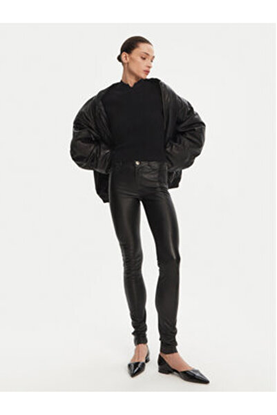 Serge Pariente Γυναικείο Δερμάτινο Παντελόνι SEXY STRETCH ΛΕΠΤΗ ΡΙΓΑ Μαύρο