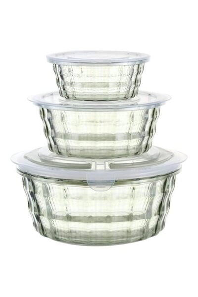 genric أوعية سلطة كاست ويف، مجموعة من 3 أوعية لتخزين الطعام مع أغطية ومقابض، ...
