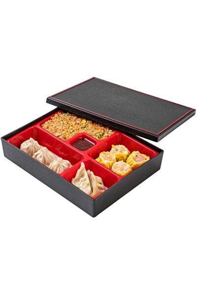 genric صندوق بينتو تيك مستطيل صغير باللونين الأسود والأحمر من ريستورانت وير ع...