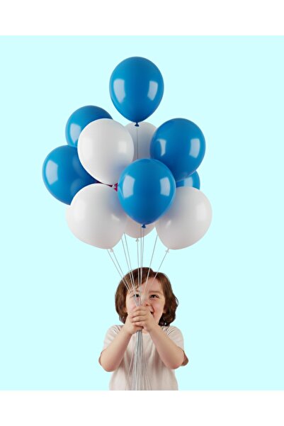 Evabrite بالون كبير الحجم 12 بوصة باللون الأبيض والأزرق عالي الجودة 50 قطعة -...