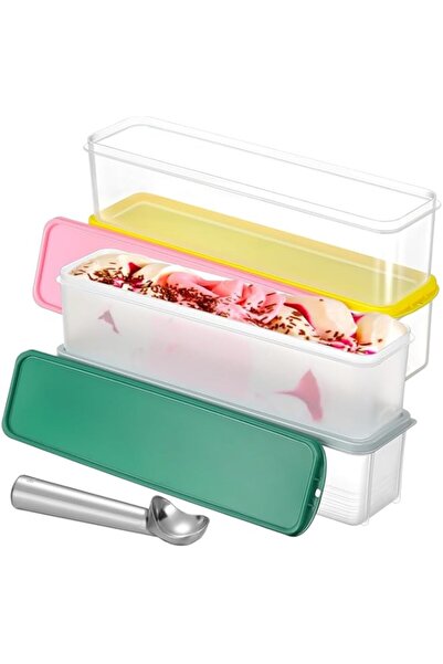 genric 4 قطع من حاويات تخزين الآيس كريم المستطيلة، علبة آيس كريم منزلية الصنع...