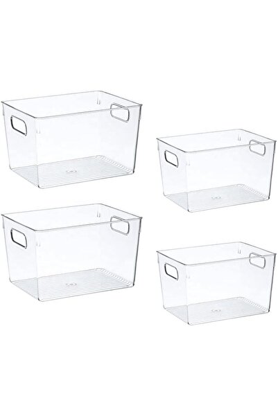 Generic FCG Home - Clear Plastic Refrigerator Storage Organizer Bins, Food Storage Container Box with Handle