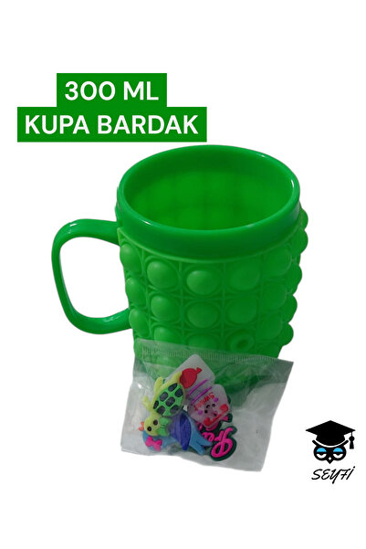 SEYFİKİRTASİYE 300 ml Desenli ve pop-it kupa bardak çeşitleri plasik çocuk bardakları 1 ADET Fosforlu canlı renkler