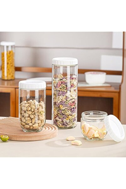 genric Sealed Clear Glass Canning Jars, Spice Food Storage Containers for Kitchen - Good Sealing, Wide Mou