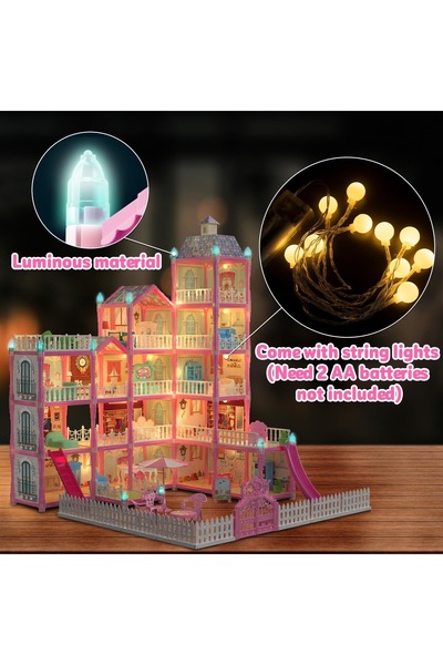 Toybox Dream House for Girls Villa Creative Role Play Set 3 Floors Dollhouse Toddler Playhouse DIY Building