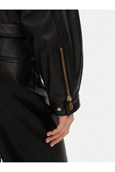 Just Cavalli Γυναικείο Δερμάτινο Μπουφάν 78PAVP05 CP009 Μαύρο