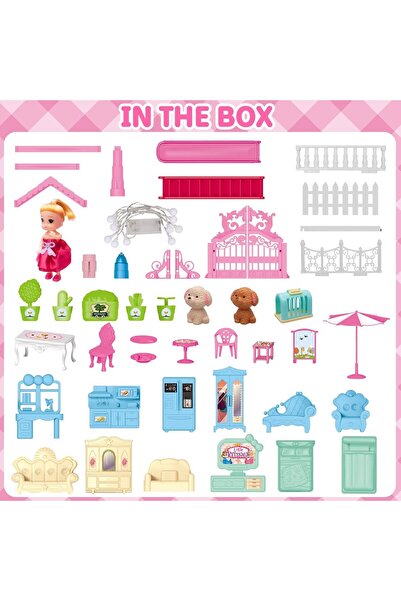 Toybox Dream House for Girls Villa Creative Role Play Set 3 Floors Dollhouse Toddler Playhouse DIY Building