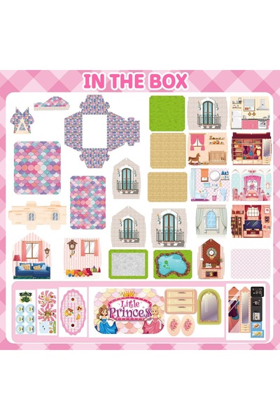 Toybox Dream House for Girls Villa Creative Role Play Set 3 Floors Dollhouse Toddler Playhouse DIY Building