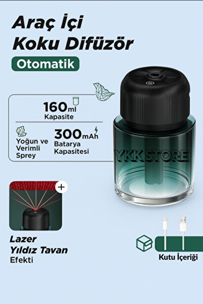 YKK Store Araç İçi Koku Difüzör | Otomatik + LED Yıldız Efekti