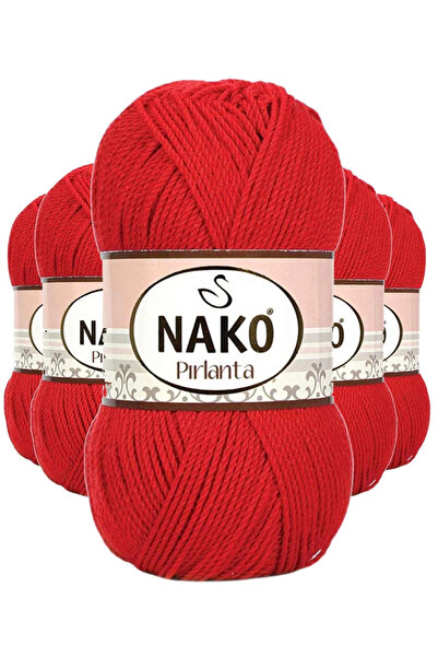 NAKO 5 Pieces Diamond Amigurumi Hand Knitting Yarn Wool Poppy Red 6741