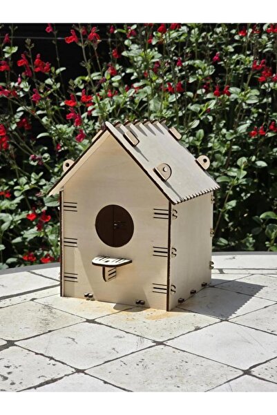 Genel Markalar Ahşap Kuş Yuvası Evi Boyanabilir (Etkkinlik İçin) 16 Cm X 13 Cm X 12 Cm