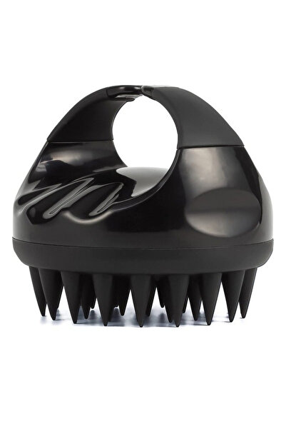 Fanski فرشاة شامبو لتدليك فروة الرأس مع شعيرات سيليكون ناعمة (أسود)