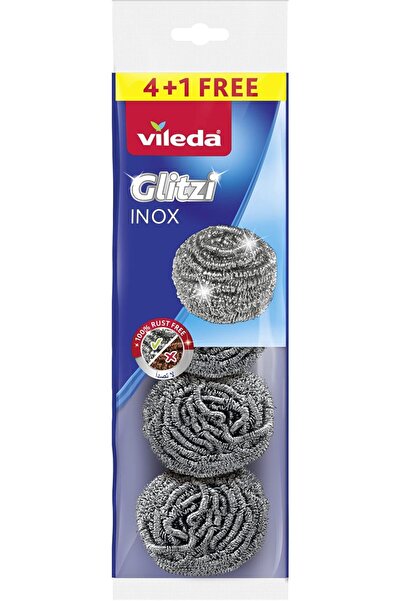 Vileda فرشاة تنظيف من الفولاذ المقاوم للصدأ من فيليدا، عبوة من 4 قطع + قطعة واحدة، قوية وطويلة الأمد ومقاومة للصدأ