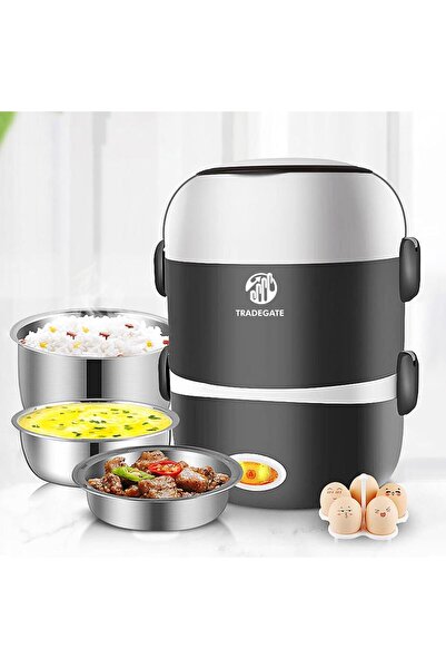 Generic 3-Layer Electric Lunch Box Food Heater, 2L Portable Food Warmer Container, Steam Cooker with Stainle