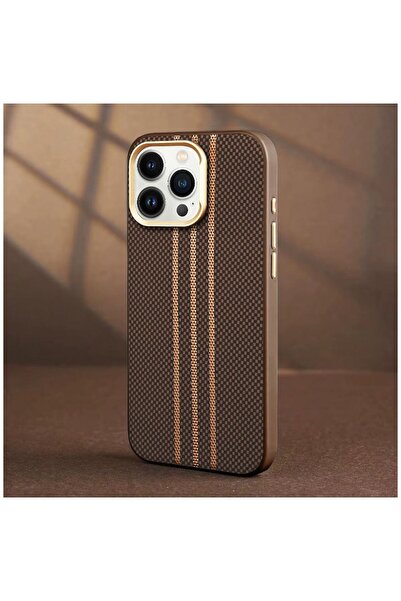 Zebana Apple iPhone 16 Pro Max Uyumlu Kılıf Goldrix Karbon Fiber M-Safe Kılıf...