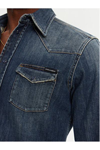 Dolce&Gabbana Dolce Gabbana Ανδρικό Τζιν Πουκάμισο G5JC8D G8GW9 Μπλε Σκούρο Μπλε