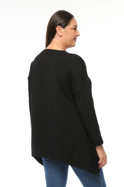 Curvy Trend Plus Size Daisies Printed Long Sleeve Slit Blouse