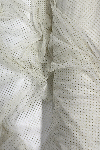 HarmonyAura Raindrop Glitter Evening Dress with Shawl Tulle Fabric Ecru 12