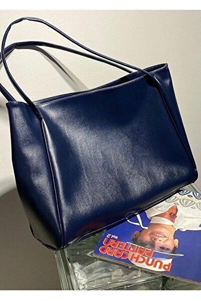 Rivina Жіноча базова модель з м'якої шкіри, великого розміру, для щоденного використання, ручна, через плече та на ручці, синього кольору