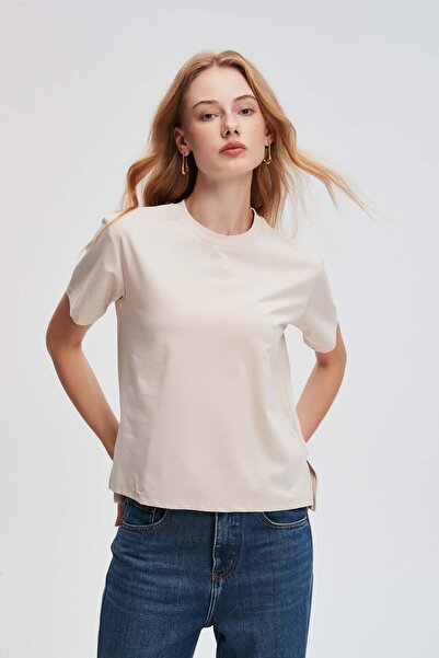 menta بلوزة سادة كبيرة الحجم بأكمام قصيرة